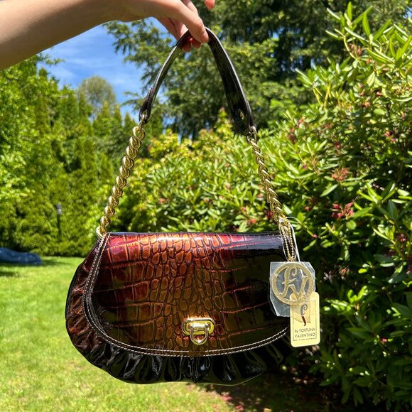 Fortuna Valentino Brown Leather Handbag Brand New - Picture 7 of 11